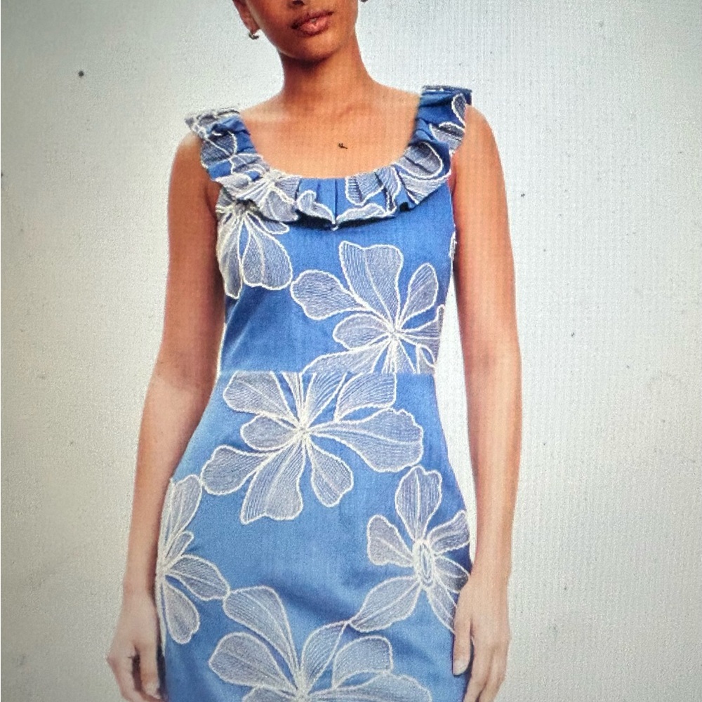 LOFT Blue and White Floral Mini Dress